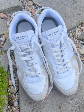 rag & bone White and Tan Low-Top Sneakers
